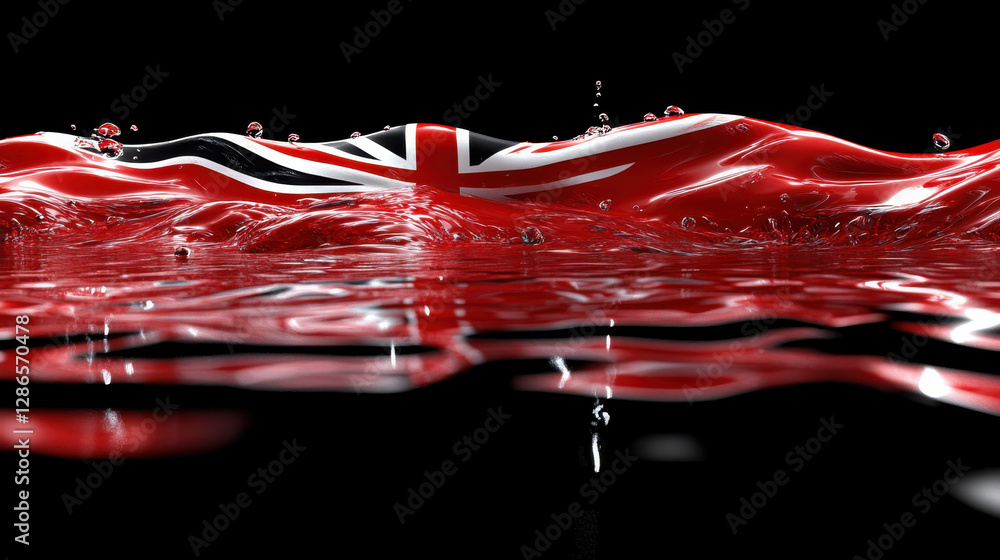 Aufkleber red and black waves with union jack design create striking visual effect