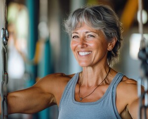 Active senior woman enjoying fitness training.