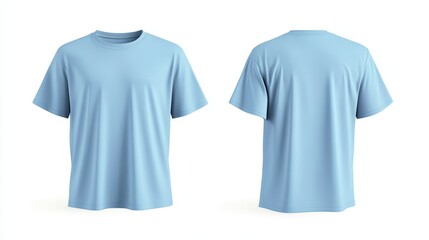 Naklejka premium Light blue t-shirt mockup front and back template on white background