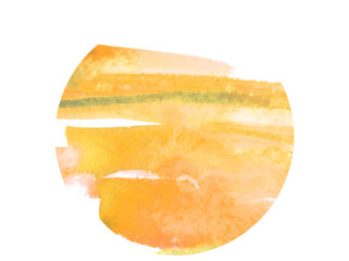 Watercolor stroke, background, Orange,red, yellow paint on white isolated background. Vintage drawing, splash of paint, abstract blot, line.Decorative element for invitation, greeting card, 