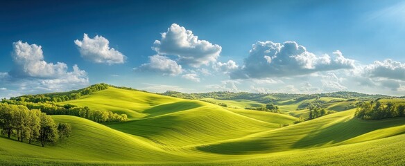 Obraz premium Serene Rolling Hills under a Summer Sky