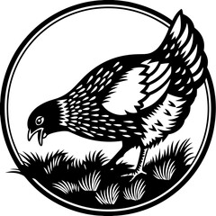 Fototapeta premium Black Chicken Outline: Rustic Farmhouse Design