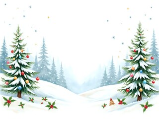 Fototapeta premium Enchanting winter scene with festive trees and snow