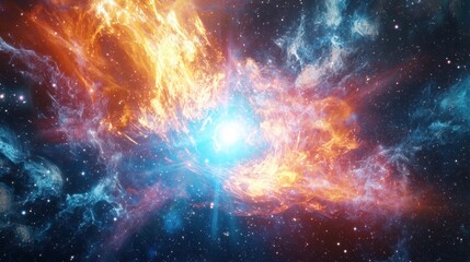A futuristic artificial intelligence reconstructs an entire nebula from pure data energy