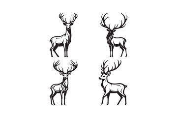 Wildlife Deer Silhouette Hunting, Nature, and Forest Animal Illustration