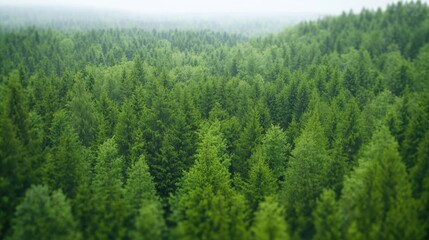 Fototapeta premium Aerial view of lush green forest, misty background, nature landscape, eco-tourism