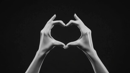 Symmetrical hands forming a heart gesture, symbolizing self-love, positivity, and unity in a modern and minimalist aesthetic