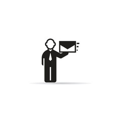 businessman holding mail icon vector illustration