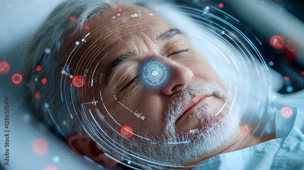 Aufkleber futuristic ai powered examination table showcasing advanced biometric scanning and digital patient d