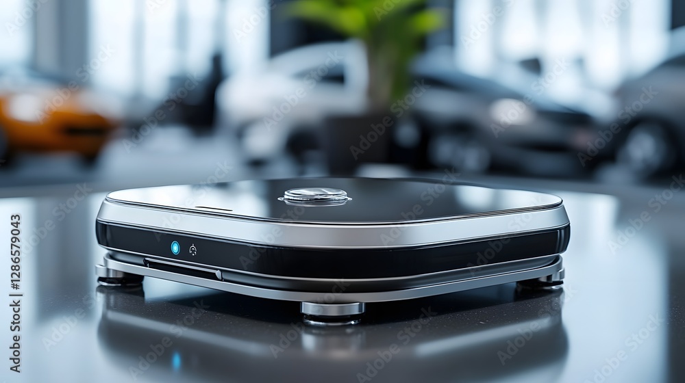 Poster futuristic embedded weight scale seamlessly integrated into a smart floor for automatic weight measu