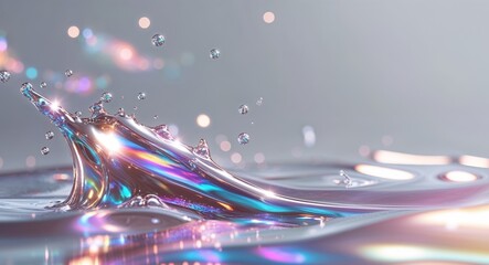 Glossy liquid texture with shimmering lip gloss on surface