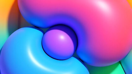 Abstract Colorful 3D Shapes: Gradient, Sphere, and Curve Design