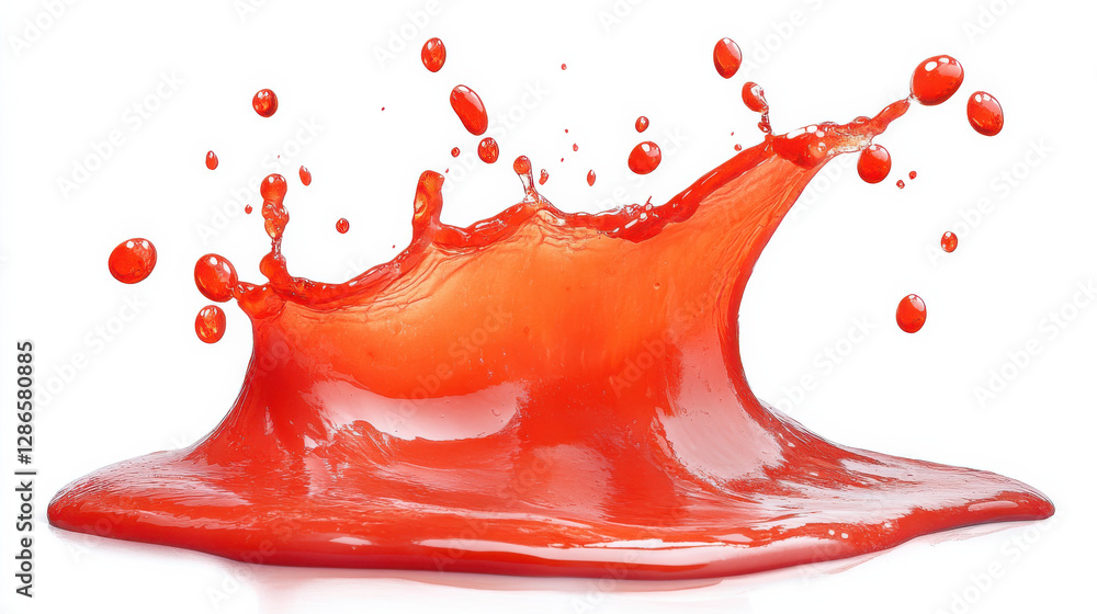 Aufkleber bright red liquid splash with droplets creating dynamic motion and energy