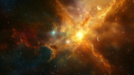 A hyper-realistic deep-space observatory studies a nebula as it forms new solar systems