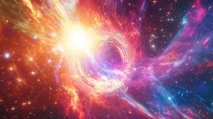 Obraz premium A futuristic AI-controlled wormhole stabilizer harnesses the energy of a nebula