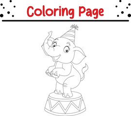 Obraz premium Baby Elephant Coloring Page. Animal coloring page for kids