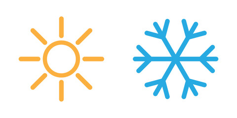 Sun and snowflake icons simple design