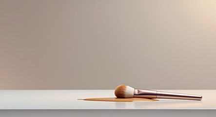 Makeup brush with foundation on a surface highlighting rich color and sleek design.