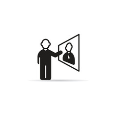 online meeting icon with shadow on white background