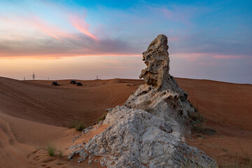 Fossil Rock archeological place in UAE sand desert in Sharjah. 