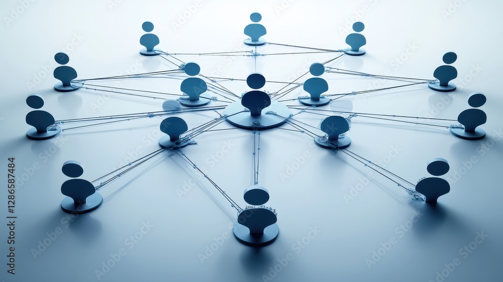 Poster a conceptual image of global business collaboration, with interconnected communication nodes represe
