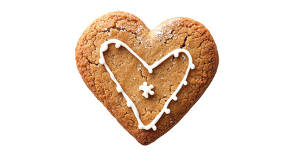 ginger bread cookie in heart shape isolated on white background 