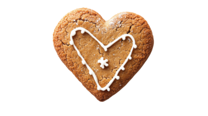 ginger bread cookie in heart shape isolated on white background 