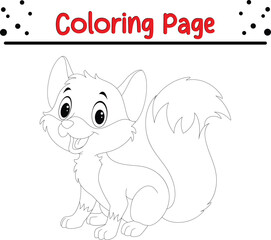 Happy Fox Coloring Page. Happy Animal coloring book page for kids