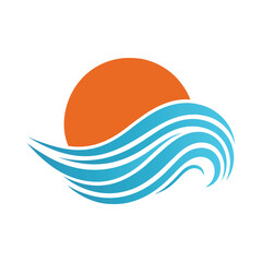 Minimalist Wave and Sun Logo Design.