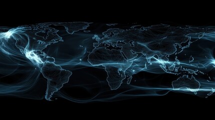 A dynamic, tech-inspired world map with fiber-optic-style network lines stretching across the globe, representing a fast-moving digital world.