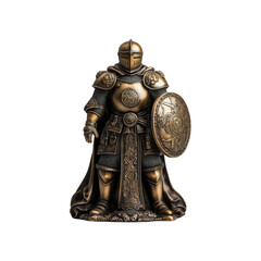 Bronze Knight Figurine Medieval Warrior Statue with Shield