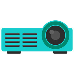 Blue and black projector suitable for presentations, theatre, movie nights, technology concepts, media installations, and digital devices illustrations.