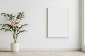 mock up poster frame in modern interior background, living room, Scandinavian style