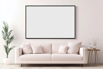 mock up poster frame in modern interior background, living room, Scandinavian style