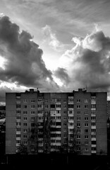 old house and storm clouds