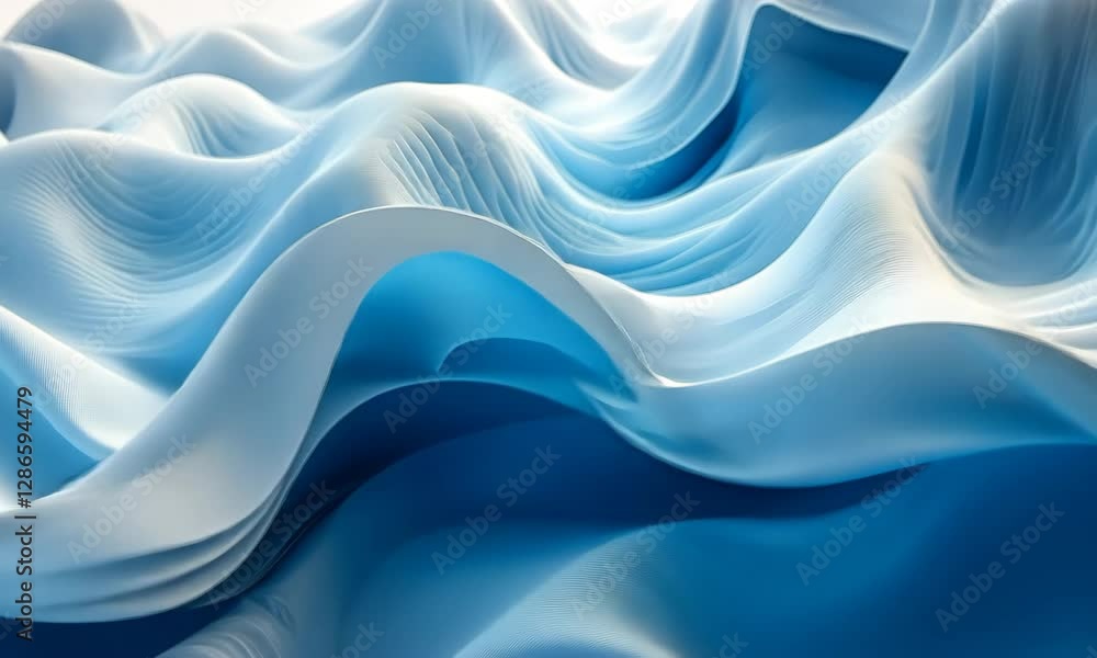 Aufkleber mesmerizing abstract wave patterns in soft blue and white colors video loop