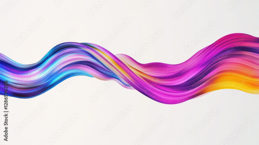 Fototapete a colorful, iridescent wave-like shape with fluid curves, set against white. its vibrant, dynamic co