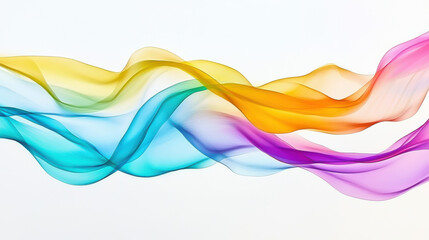 Fototapeta premium An organic, flowing abstract form with iridescent hues, evoking liquid or waves. Set on white, its vibrant colors and depth create a captivating, dynamic visual.