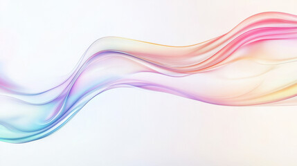 Fototapeta premium A vibrant, iridescent abstract form resembling a flowing wave, set on white. Its organic curves and dynamic colors create a captivating, ever-changing visual effect.