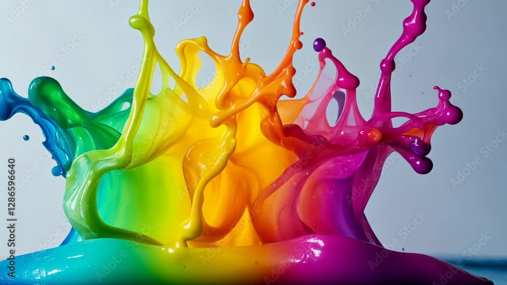 Poster vibrant paint splashes create a dynamic explosion of colors in an artistic composition