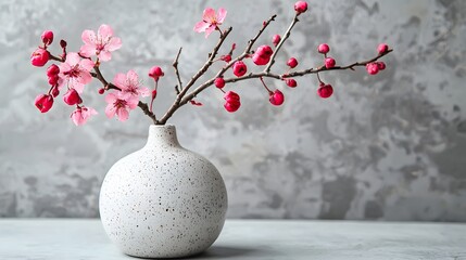 Elegant Cherry Blossom Arrangement in Modern Minimalist Vase