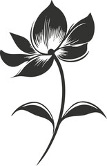 Obraz premium Black and white illustration of a single flower with a simple design.