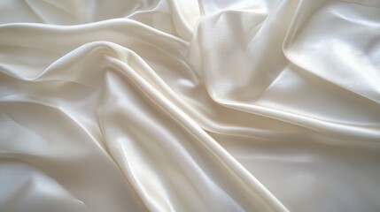 A smooth white fabric with faint streaks, reflecting a soft, glossy finish, perfect for a clean and minimalist background.