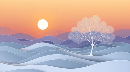 white abstract tree on a meadow