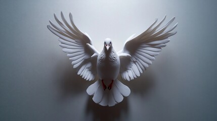 Naklejka premium Serene White Dove in Flight: A Symbol of Peace and Hope