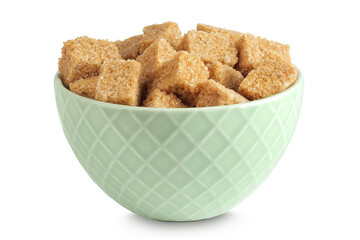 brown sugar in a ceramic bowl isolated on white background