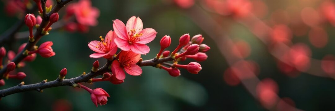 Twisted branch with urn-shaped flowers blooming on pointleaf manzanita tree branches, twig, foliage, shrub