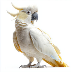 White Cockatoo Parrot Isolated on White Background