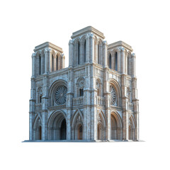 Majestic Gothic Cathedral Facade Architectural 3D Model Render
