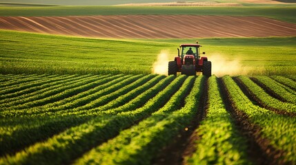  Farmer Driving Tractor Through